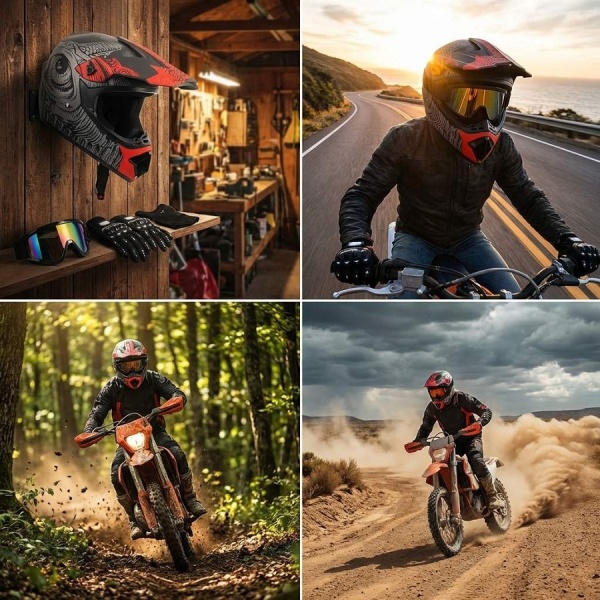 Set complet cască motocross Eye Fury cu protecție cap și față pentru enduro ATV dirt bike livrare rapidă - Flytec™
