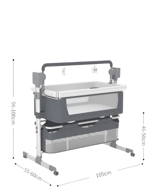 Electric baby crib, 5 rocking levels, Bluetooth, remote control, insect net set and storage space - Dr.Denis™ - Img 4