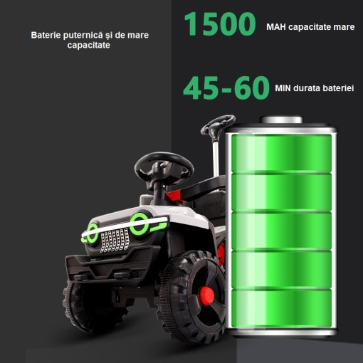 Electric car for children, ATV with push handle, remote control, music, lights, high-back seat, sunshade, 6V battery - Img 7