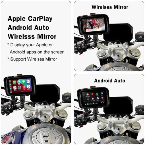 GPS, Sistem de navigație 5&amp;quot; pentru motociclete, cu ecran tactil, Wireless Android Auto, Wireless Carplay, aplicații, USB, Wi-Fi, Bluetooth - SatLink™ - Img 4