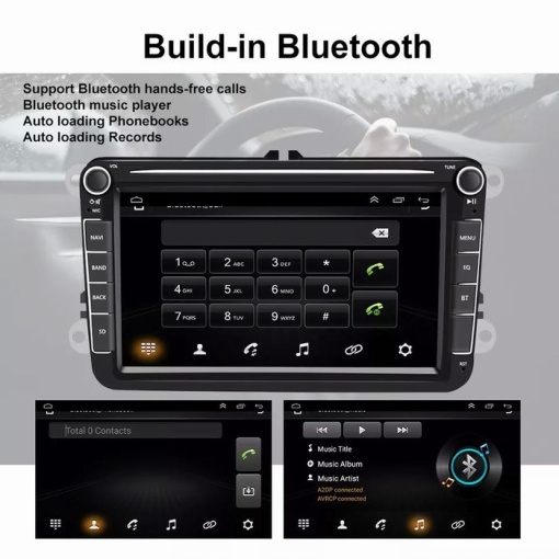 Navigation Volkswagen|Skoda|Seat with Android 11, CarPlay 2GB RAM 32 GB ROM, 8 Inch Screen, dedicated Golf 5, Golf 6, Jetta, Passat B6, CC, B7, Polo, Tiguan, Touran, Skoda, Seat - Img 7