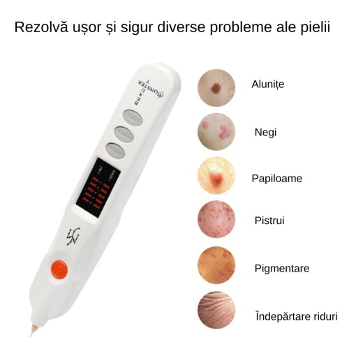 Plasma Pen Cosmetic Device for Tattoo, Scar, Spot, Mole, Freckle Removal, Laser Wart Removal, LCD Screen, Adjustable Levels, USB, White - Img 3