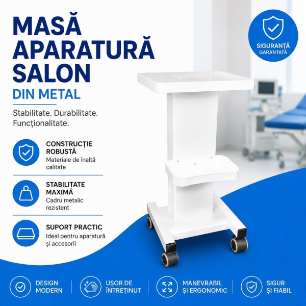 Professional Salon Equipment Table in Metal, White Apprentice with Equipment Rollers, Resistant up to 30kg - Img 5