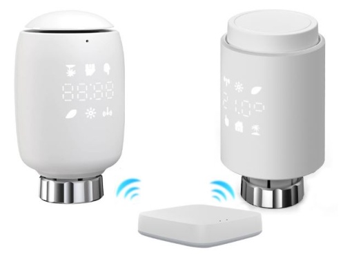 Set 2 capete termostatice + Gateway Hub cu reglare de temperatură individuală, Wireles, ZegBee, TUYA, Smart Life cu adaptoare incluse - Img 3