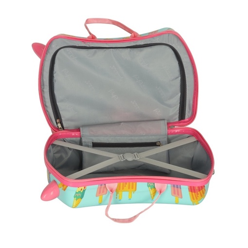 Troler Ride-On Pentru Copii Ice Cream, Valiza cu 4 roti directionale , Curea Transport, Suport Picioare, 28L, Greutate maxima 30kg, Turcoaz - Img 5