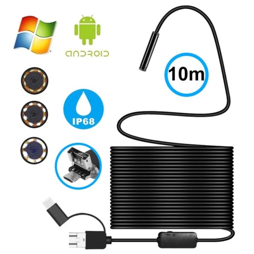 Waterproof endoscopic camera with cable length 10m, 8mm - USB, MICROUSB, TYPE-C - Img 4