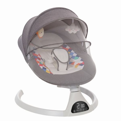 Balansoar pentru bebe cu 5 trepte de legănare, plasă protecție, conexiune Bluetooth, telecomandă,USB, Jucării și Melodii