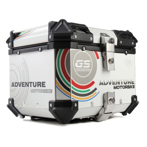 Метална кутия за съхранение на мотоциклет, алуминиев горен куфар GS Adventure 45L, интериор от изкуствена кожа, мотоциклет, УНИВЕРСАЛЕН монтажен комплект - Img 3