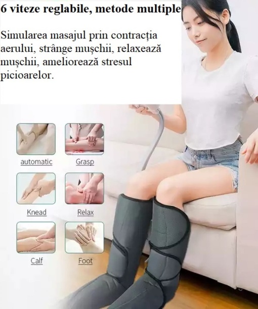 Aparat Drenaj Limfatic 6 moduri, 3 intensități, 2 extensii și împachetări, reglabil