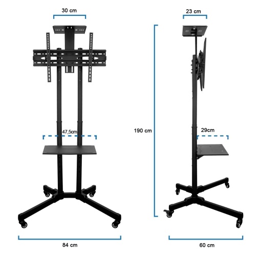 3-in-1 mobile stand/tripod/support for 32-65inch TV + Laptop + Webcam, with lockable wheels, for use at meetings, presentations, parties, etc. - Img 6