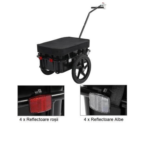 Detachable bicycle trailer, cargo trolley, steel frame, reflective elements, black - Img 5