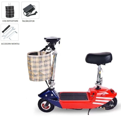 Electric scooter, foldable, 18 km/h 250w Dittom, Electric scooter for children, Brake and acceleration on the handlebar, Non-stick handles, Max load capacity 80 kg - Img 6