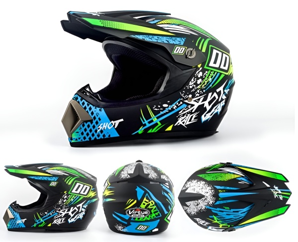 HyperX Ride Cross Helmet Set with Gloves, Goggles, Balaclava and Wall Mount for Motorcycles, Enduro, ATV, Bicycle - Flytec™ - Img 2