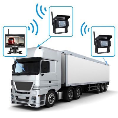 Kit marșarier /supraveghere wireless cu cameră și display de 7inch; 12V~24V, cu 2 camere pentru Camioane, Autocare, Bus-uri