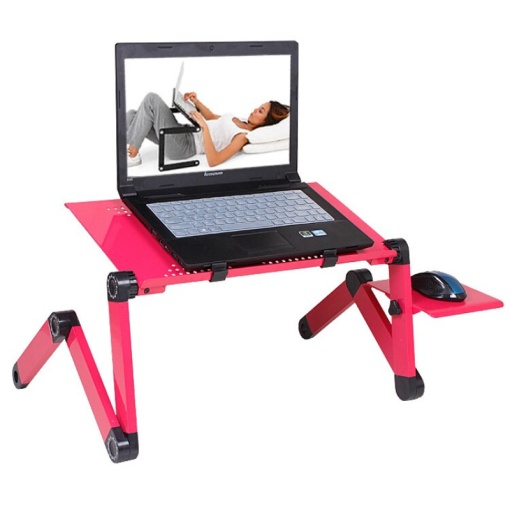 Măsuță laptop regabilă pe înălțime din aluminiu, masă cu sistem dublu ventilație tip cooler, USB, suport reglabil mouse, standing desk multifuncțional - Img 2