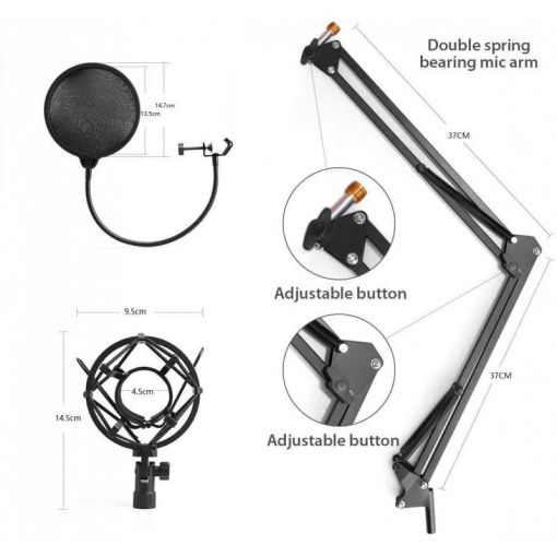 Microfon Profesional Maono Condensator pentru Studio, cu Stand Metalic pentru Podcast, Gaming, Streaming, YouTube, Voice Over, Studio, Home Recording - Img 2