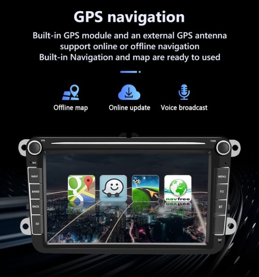 Navigation Volkswagen|Skoda|Seat with Android 11, CarPlay 2GB RAM 32 GB ROM, 8 Inch Screen, dedicated Golf 5, Golf 6, Jetta, Passat B6, CC, B7, Polo, Tiguan, Touran, Skoda, Seat - Img 8