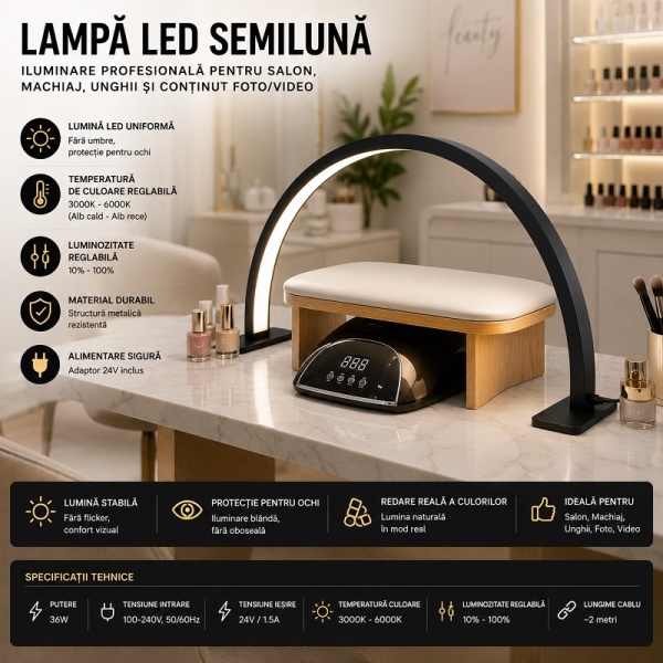 Professional LED Crescent Lamp for Salon and Manicure - Img 4