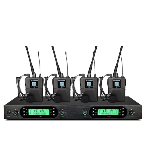 Sistem Profesional 4 Lavaliere Radio Wireless UHF Tip Cască cu Receptor și 200 de Frecvențe Selectabile