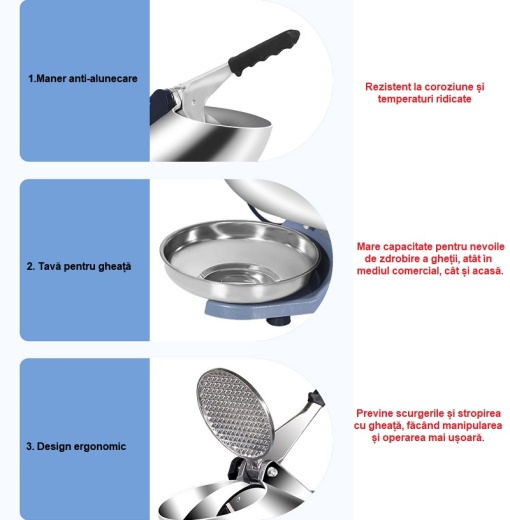 Supreme electric ice crusher, professional, 6 knives, 300W, capacity 65kg/h, 1400rpm - Img 5