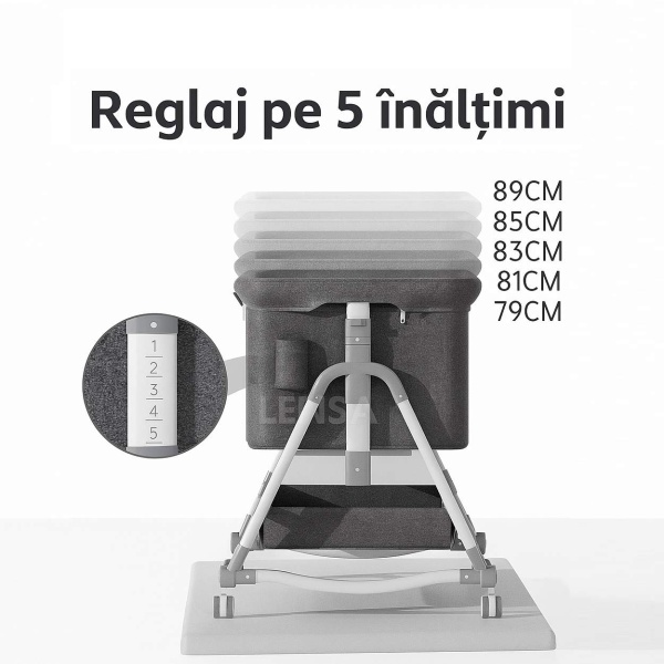Cadru oțel pătuț bebe 4 în 1, detalii sistem pliere și blocare - Dr.Denis™