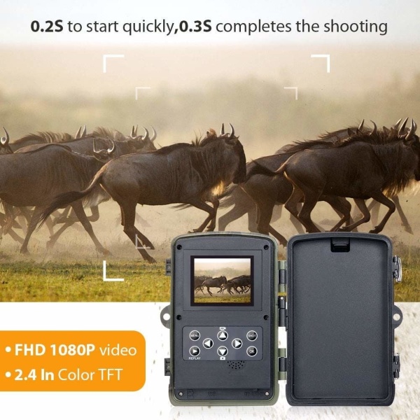 Cameră ascunsă vânătoare, wildlife, supraveghere proprietăți, păduri, spații izolate, SD card, display