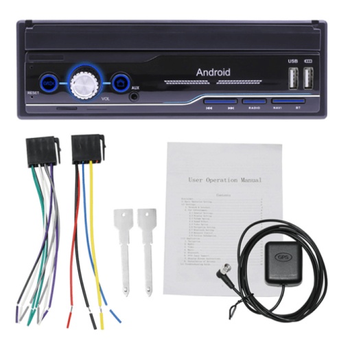 1DIN Navigation with Android 9 - MP5 Car Player with Flip-Down Screen - MirrorLink, FM Radio FM, GPS, 7'' Screen, Bluetooth, 60W Output - Img 7