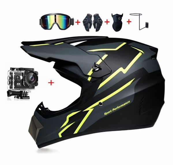 Set Cască Cross Adrenaline MX cu Mănuși, Ochelari, Cagulă și Suport de Perete- Flytec™
