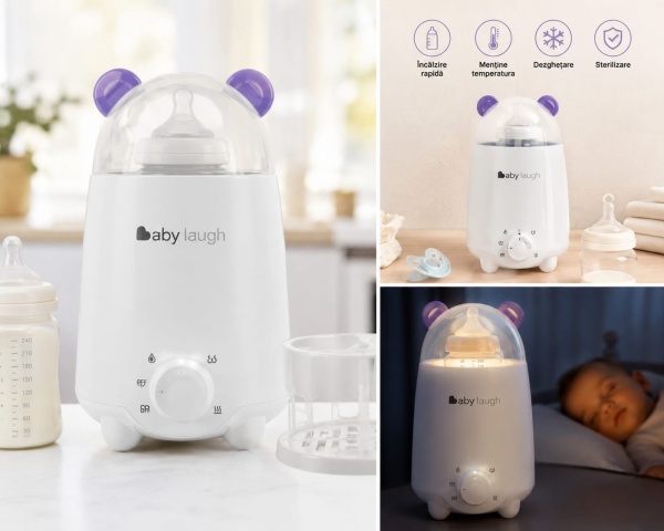ncalzitorul de Biberoane BabyLaugh cu functie de mentinere a temperaturii asigura laptele perfect incalzit la orice ora. Ideal pentru hranirea pe timpul noptii, dispozitivul pastreaza temperatura optima si reduce timpul de asteptare, oferind confort maxim