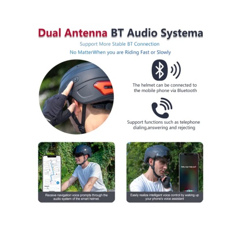 Cască bicicletă  rutieră LED și căști incorporate pe bluetooth pentru ciclism, ATV, moto, scuter, ski