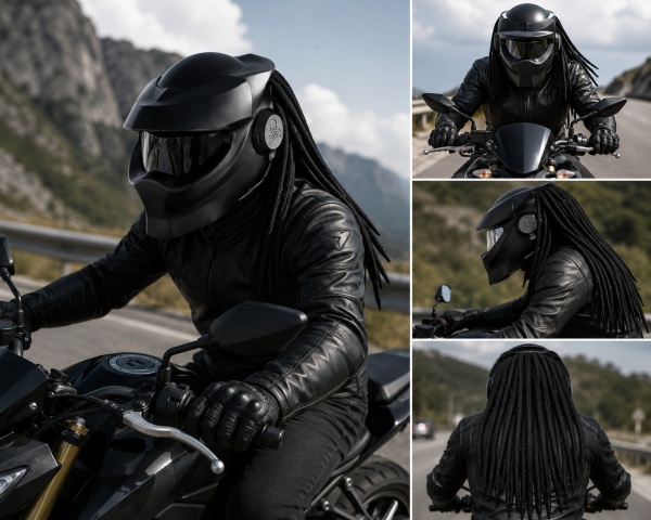 Cască Moto Predator Full Face cu Vizieră Fumurie, Ochelari de Soare Integrați, Lumină LED și Interior Detașabil pentru Motocicletă, ATV și Enduro Flytec - Img 4