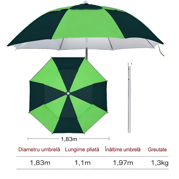 Large Coverage Beach and Camping Umbrella – Lightweight, durable, ideal for the beach, garden and camping - Img 3