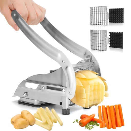 Manual stainless steel potato chipper, with 2 sieves of 12mm and 9mm - Img 2