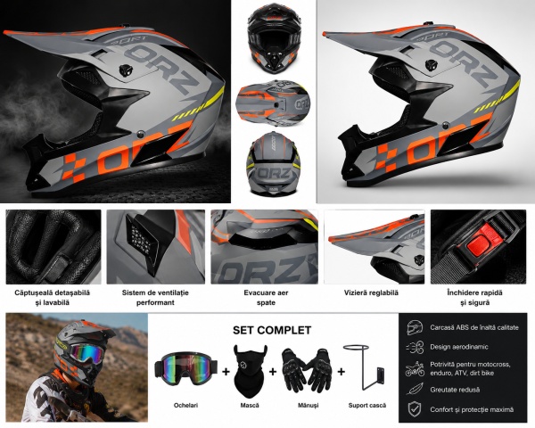 Premium Cross Rack Helmet Set with Gloves, Goggles, Balaclava for Motorcycles, Dirt Bike, Enduro, Atv - Flytec™ - Img 4