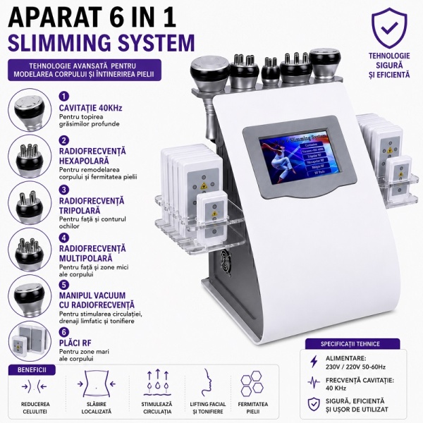 Professional 6 in 1 Cavitation, Vacuum RF, Lipolaser and Radiofrequency RF Device for Body Reshaping - Img 2
