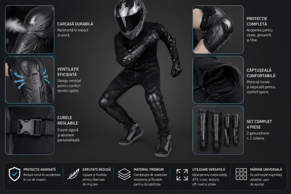 Set Genunchiere și Cotiere pentru Motocicletă – Protecție Premium - Img 2
