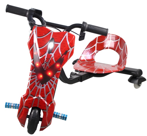 Trotinetă electrică drift Premium pentru copii, Tricicletă, motor 250W-36V, boxe bluetooth, 3 viteze, lumini pe roată și frontal, RoyalToys'2024