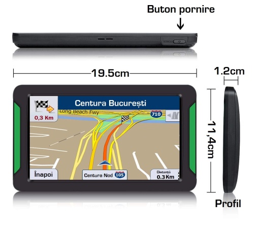 Navigație GPS , 7 inch HD, 8 GB, auto, Europa + America, cu IGO TRUCK GPS (update hărți 2024)