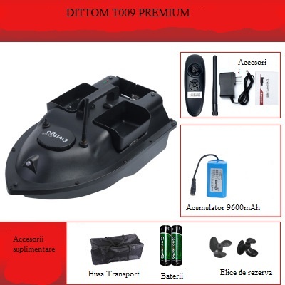 Barca/Navomodel Dittom T009 Premium pentru plantat momeala, 3cuve, autocorectare curs, telecomanda