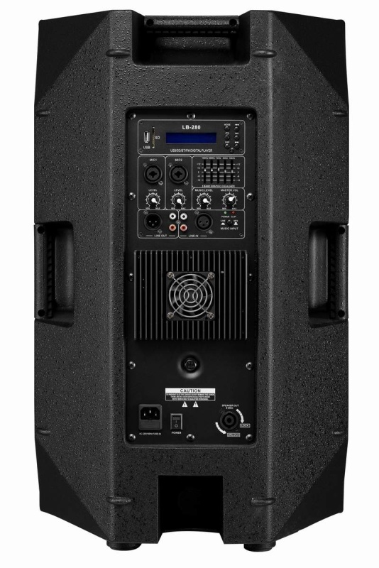 Boxe profesionale pentru karaoke si divertisment, cu amplificator incorporat si reproducere audio de inalta fidelitate pentru orice eveniment.