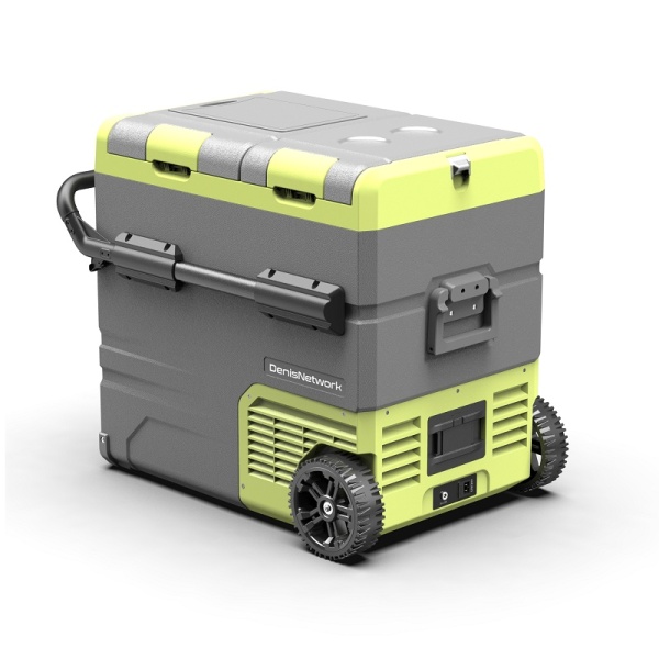 Frigider auto cu compresor bicameral 55L cu roți, congelare -20C alimentare 12V 24V 220V - DenisNetwork™