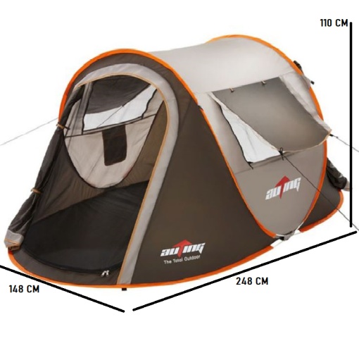 Camping Tent, 3 Persons, Automatic Deployment in One Second, Aluminum Structure / Mountain / Adventure / Outdoor / Hiking - Img 4