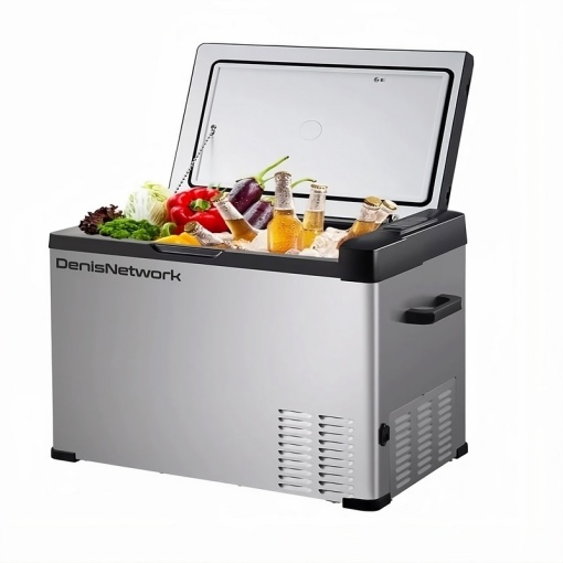 Frigider 40l auto rulotă, camion, dube 3,5t alimentare brichetă la 12-24V, baterii panou solar, rezistent la vibrații, cu compresor cu congelare -20°C