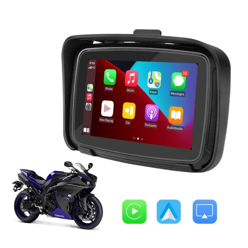 GPS, Sistem de navigație 5&quot; pentru motociclete, cu ecran tactil, Wireless Android Auto, Wireless Carplay, aplicații, USB, Wi-Fi, Bluetooth - SatLink™