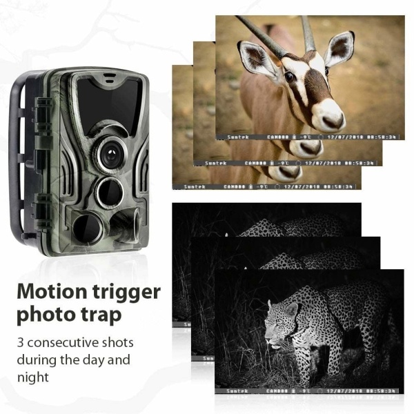 Hidden camera for hunting, wildlife, property surveillance, forests, isolated spaces, SD card, display - Img 10