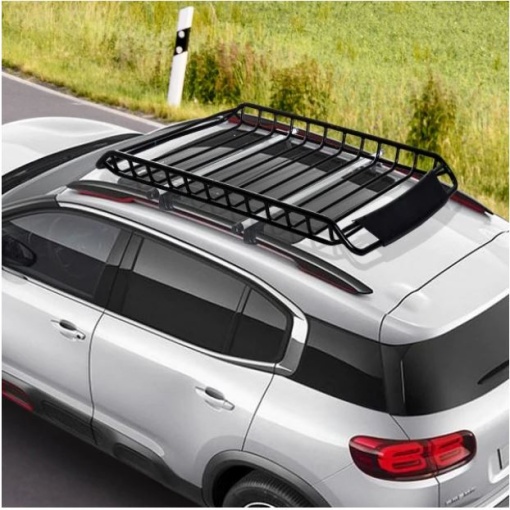 Portbagaj auto de plafon, metalic roof rack, grilaj din oțel 160*101 cm cu montaj pe barele longitudinale, negru metalizat