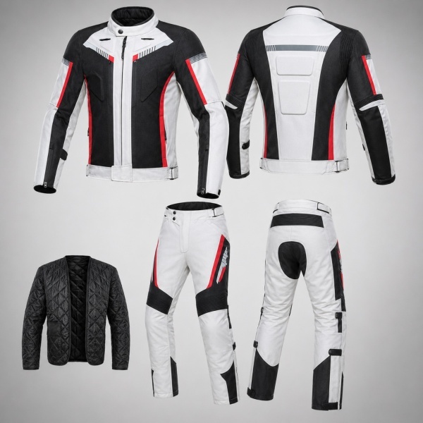 Costum moto complet Flytec geacă și pantaloni vedere față și spate