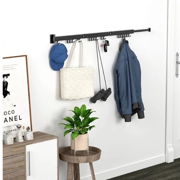 Foldable hanger rack 200 cm, 24 hangers, durable and resistant, adjustable, 180° rotation, made of aluminum, gray - Img 3