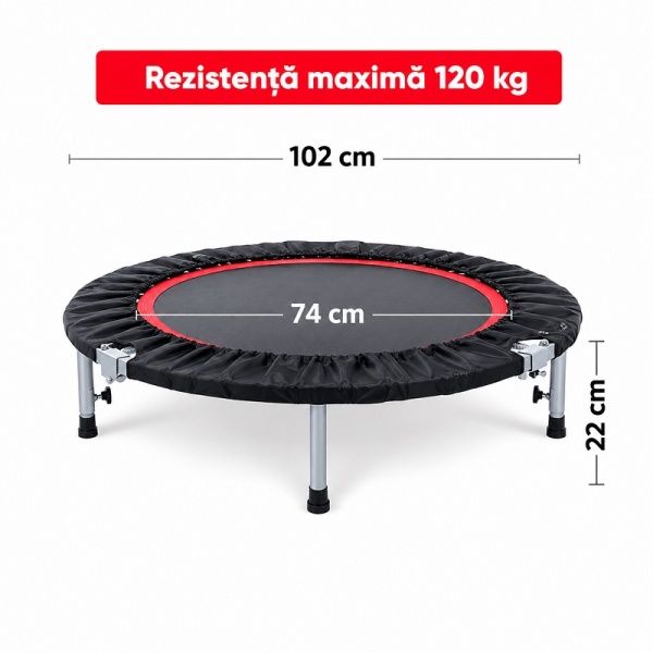 Home Fitness and Cardio Trampoline, Foldable, 102 cm, 120 kg, with Steel Springs - Img 2