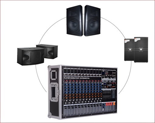 Mixer audio profesional 16 canale, 1800W x 2, 12 intrări microfon/instrumente, funcție karaoke, efecte,